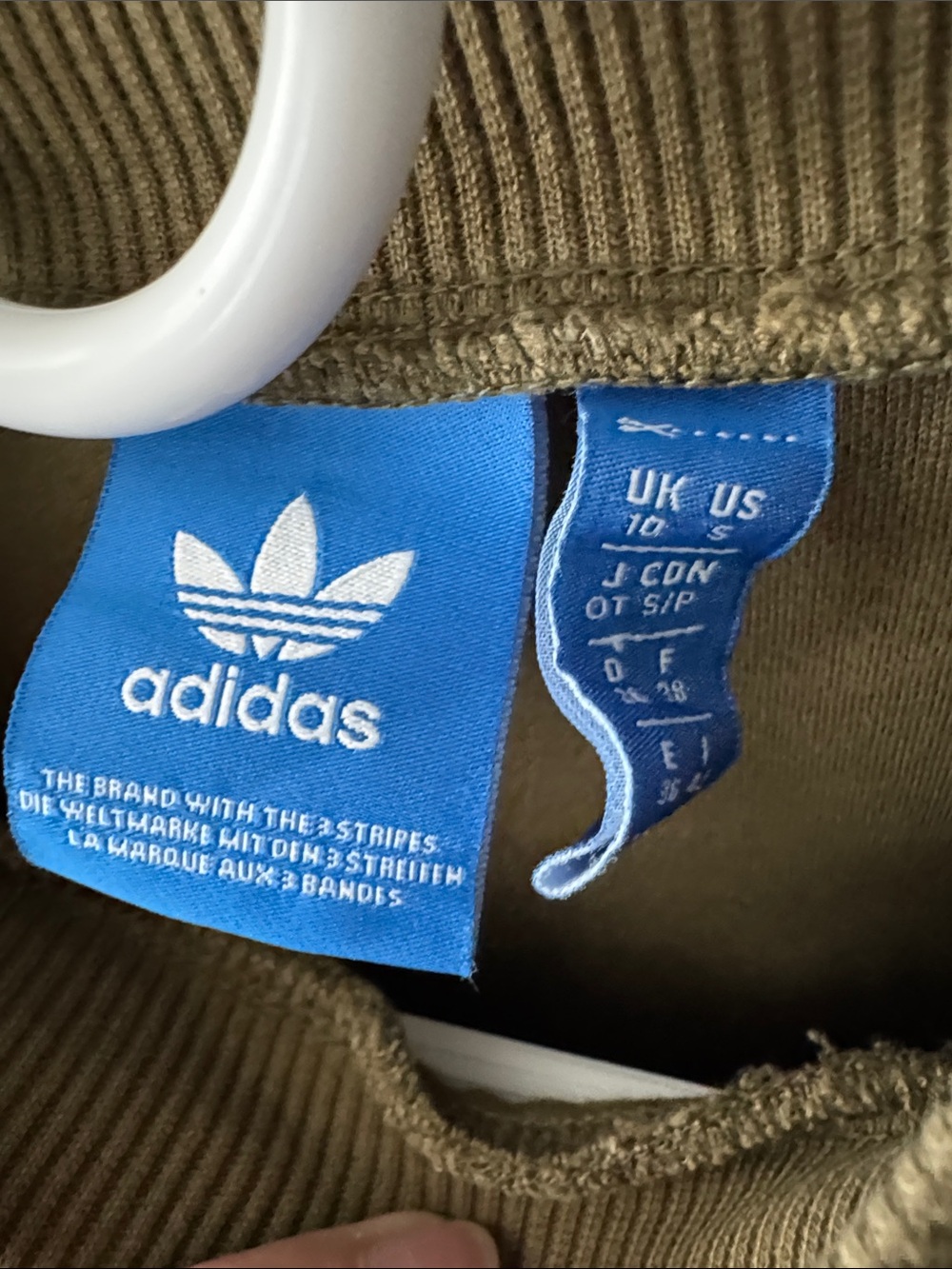 adidas Olive Green Cropped Bomber Jacket with Embossed Trefoil - Picture 2 of 3